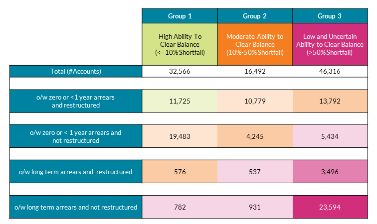 The diversity of accounts with repayment shortfalls The diversity of accounts with repayment shortfalls
